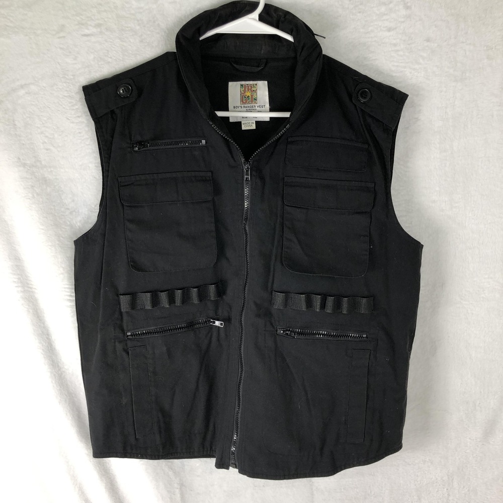 Rothco JR GI Ranger Vest Boys XL Black Tactical Utility Zip Pockets Ammo Loops
